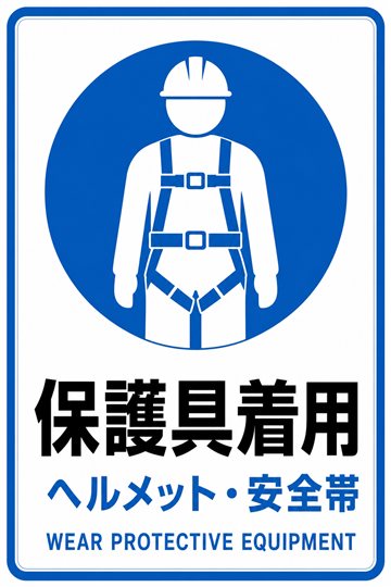 保護具着用の安全看板