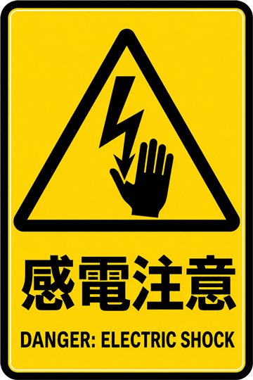 感電注意の安全看板