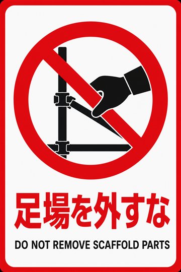 足場を外すなの安全看板