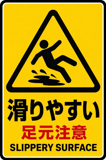 滑りやすいの安全看板