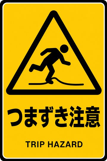 つまずき注意の安全看板
