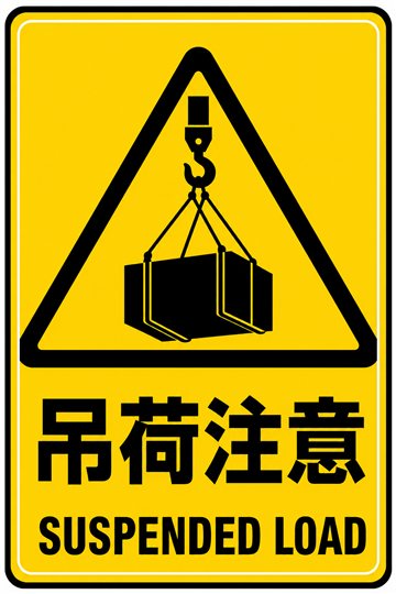 吊荷注意の安全看板