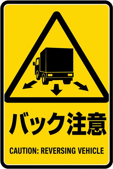 バック注意の安全看板