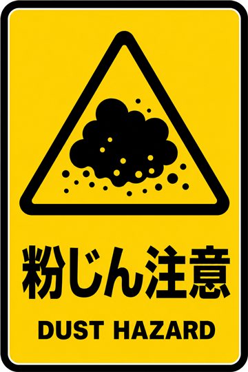 粉じん注意の安全看板