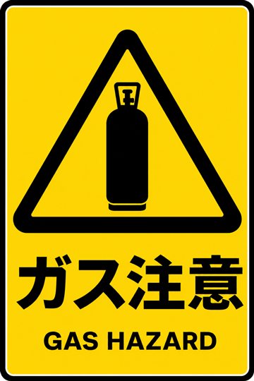 ガス注意の安全看板