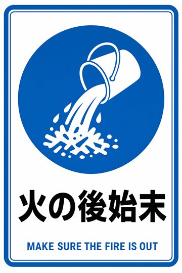 火の後始末の安全看板（指示）