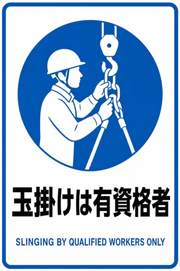 玉掛けは有資格者の安全看板