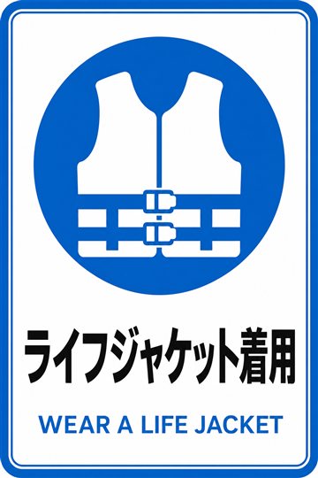 ライフジャケット着用の安全看板