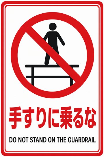 手すりに乗るなの安全看板