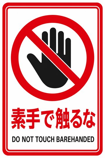 素手で触るなの安全看板