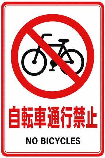 自転車通行禁止の安全看板