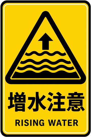 増水注意の安全看板
