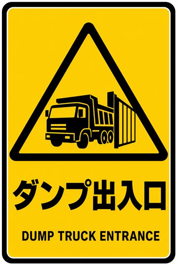 ダンプ出入口の安全看板