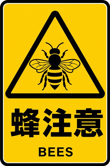 蜂注意の安全看板