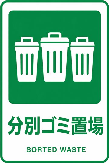 分別ゴミ置場の安全看板
